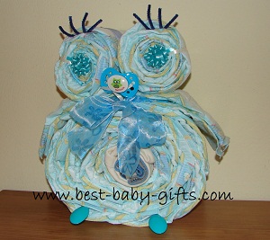 boy diaper owl in blue with a big blue bow