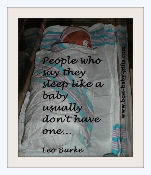 newborn baby sleeping in a hospital cod - with funny baby quote about sleeping