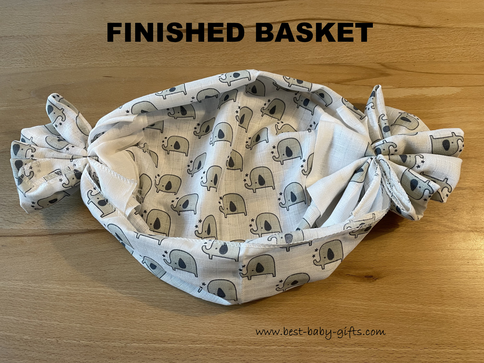 burp cloth folded for use as a basket